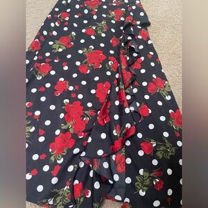 Zara satin Floral Polka Dot Skirt